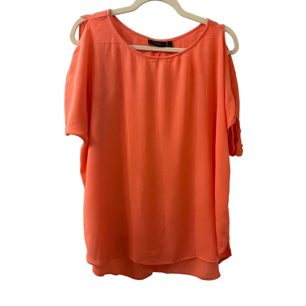 Coral Cold Shoulder Tie Sleeve Rayon Blouse Ethereal Fairy Large Vacation